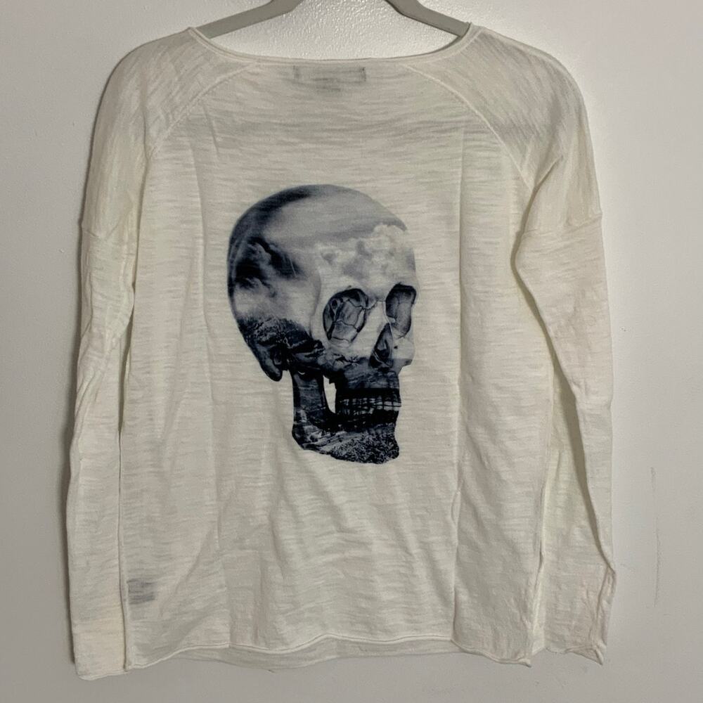 Skull Cashmere Cotton‎ cream skull sweater size small